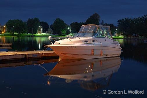 Docked Boat At First Light_21224.jpg - Photographed at Smiths Falls, Ontario, Canada.